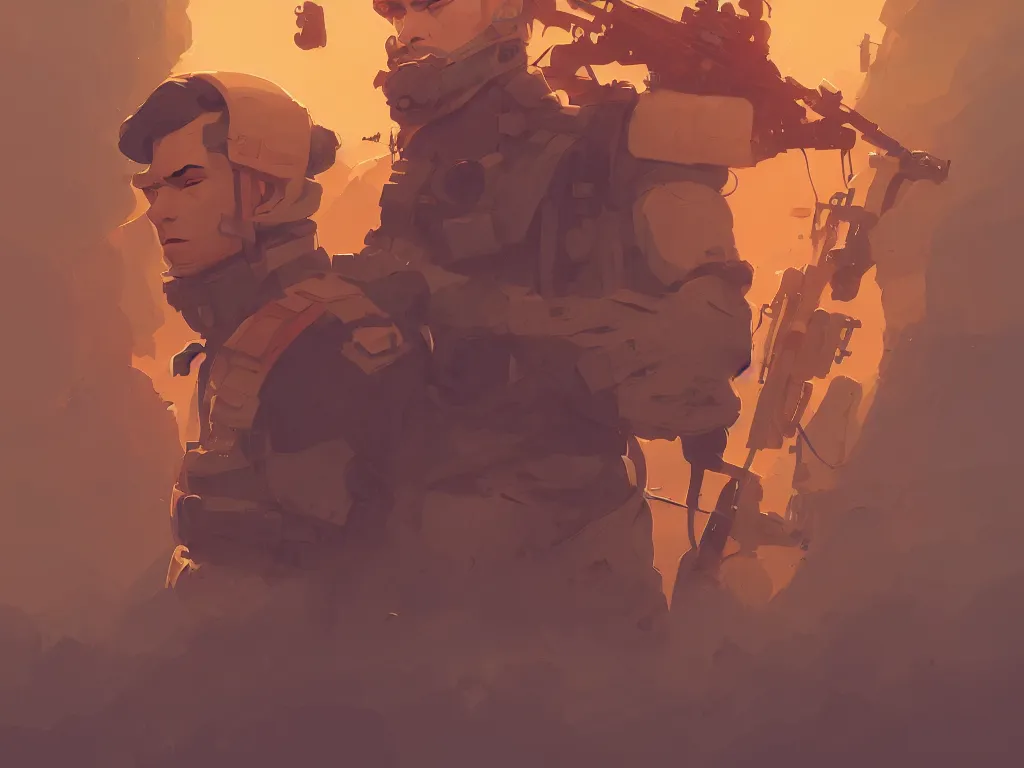 Prompt: soldier smooth face median photoshop filter cutout vector behance hd by jesper ejsing, by rhads, makoto shinkai and lois van baarle, ilya kuvshinov, rossdraws, illustration, art by ilya kuvshinov and gustav klimt