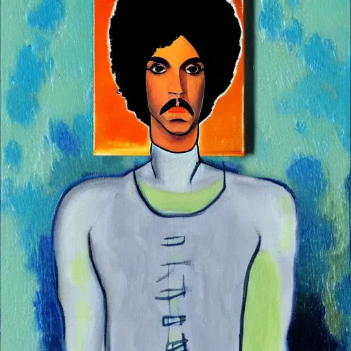 Prompt: a painting of prince in space in the style of modigliani. trending on artstation.