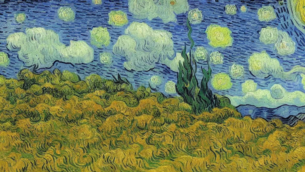 Image similar to a stunning landscape by vincent van gogh