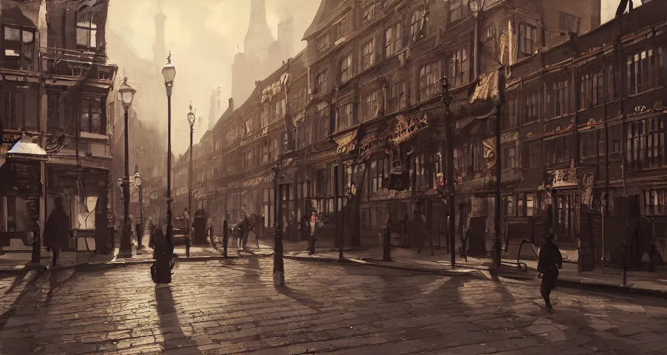 Image similar to victorian london, street scene, street level, whitechapel,hyperdetailed, artstation, cgsociety, 8k