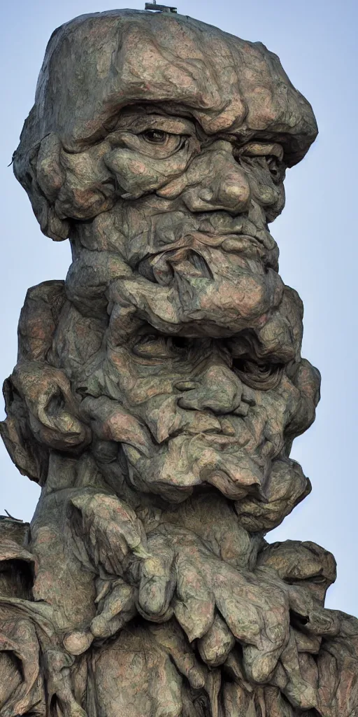 Image similar to colossal grotesque flower proletariat statue made from Lenin heads in the middle of abandoned early soviet constructivist cityscape, Stalinist architecture, ultradetailed by Hayao Miyazaki and Josan Gonzalez and Makoto Shinkai and Giuseppe Arcimboldo and Wes Anderson