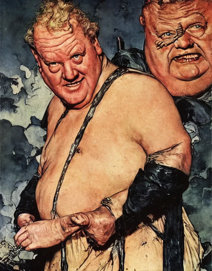 Prompt: actor kenneth mcmillan as the baron harkonnen in dune, norman rockwell, colour