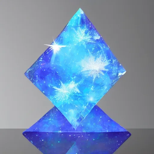 Prompt: uncropped blue ice crystal sculpture of galaxy nebula