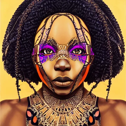 beautiful painted portrait of a gorgeous black woman, | Stable ...