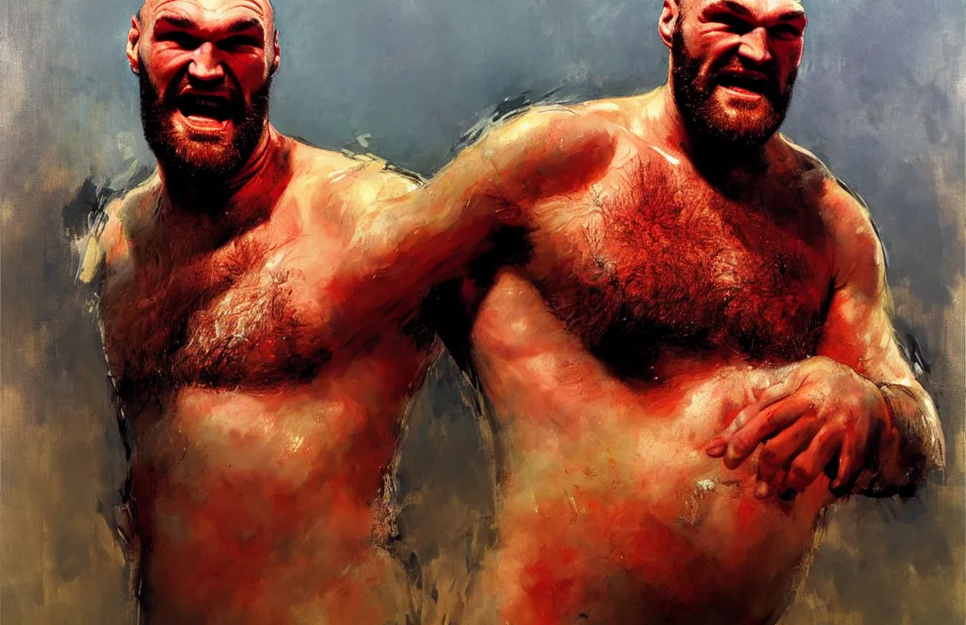 Prompt: portrait of tyson fury!!!!!!!!!!!!!!!!!!!!!!!!!!!, detailed face, detailed painting,, epic lighting, by ilya repin, phil hale and kent williams