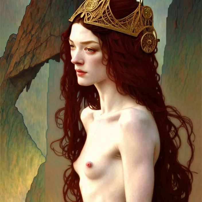 Image similar to ancient queen stoya, symetrical, diffuse lighting, fantasy, intricate, elegant, highly detailed, lifelike, photorealistic, digital painting, artstation, illustration, concept art, 4 k, smooth, sharp focus, art by john collier and albert aublet and krenz cushart and artem demura and alphonse mucha