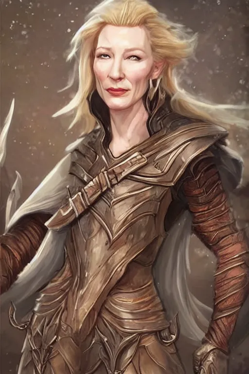 Prompt: cate blanchett portrait as a dnd character fantasy art.