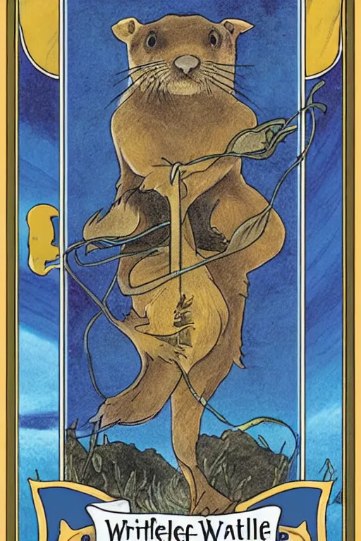 Prompt: Rider-Waite tarot card: The Otter