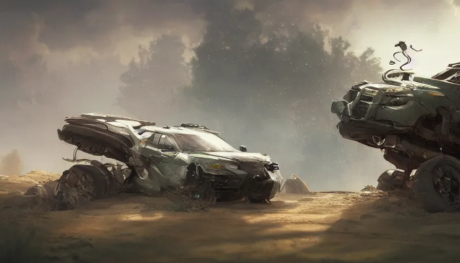 Image similar to a beautiful concept offroad suv by cory loftis, fenghua zhong, ryohei hase, ismail inceoglu and ruan jia. volumetric light, detailed, octane render, midsommar