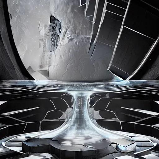 Image similar to futuristic sci-fi brutalist organic architecture wall structure motherboard cpu on the coronation of napoleon painting, on moon, medium size woman walking. unreal engine 5, keyshot, octane, artstation trending, Zaha Hadid style architecture pinterest, Matrix film pinterest color, high contrast pinterest black plastic, dark atmosphere pinterest, black background pinterest, tilt shift.