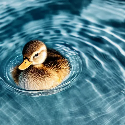 Close-up on a cocktail glass with three tiny ducks swimming in the