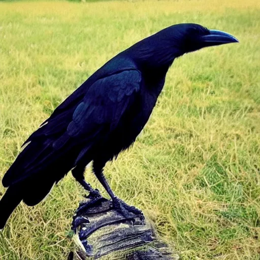 Prompt: a photo of a crow with long, luxurious, blonde hair. the crow looks fabulous.