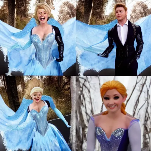 Prompt: Jensen Ackles does Elsa from frozen cosplay, full body shot, high quality photography, hyper detailed, hyper realistic