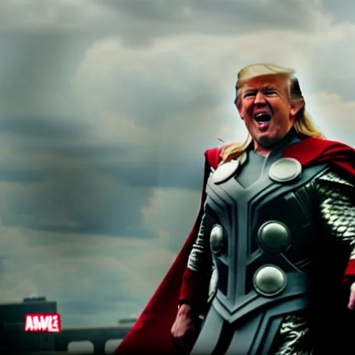 Image similar to cinematic still, donald trump as thor, avengers endgame ( 2 0 1 9 )