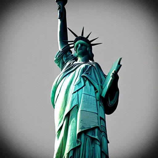 Prompt: “ statue of liberty with very huge and freakishly long arms ”