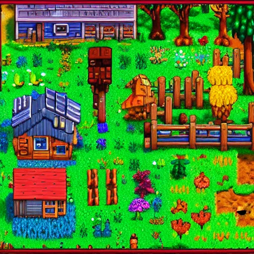 Image similar to smurfs living in stardew Valley 4k