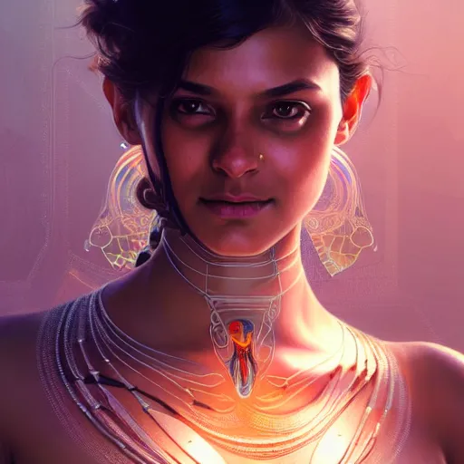 Prompt: ultra realistic illustration, an indian cyborg, transparent, static, intricate, elegant, highly detailed, digital painting, artstation, concept art, smooth, sharp focus, illustration, art by artgerm and greg rutkowski and alphonse mucha