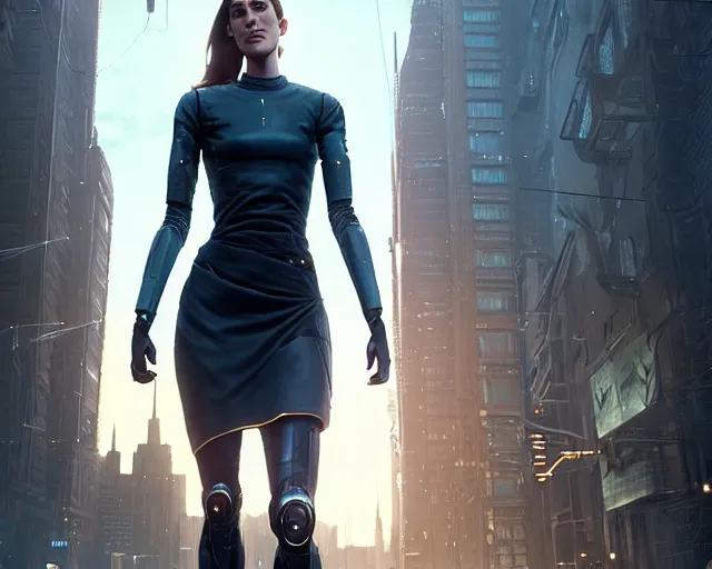 Image similar to highly detailed portrait of allison williams as an android, in detroit : become human, stephen bliss, unreal engine, fantasy art by greg rutkowski, loish, rhads, ferdinand knab, makoto shinkai and lois van baarle, ilya kuvshinov, rossdraws, tom bagshaw, global illumination, radiant light, detailed and intricate environment