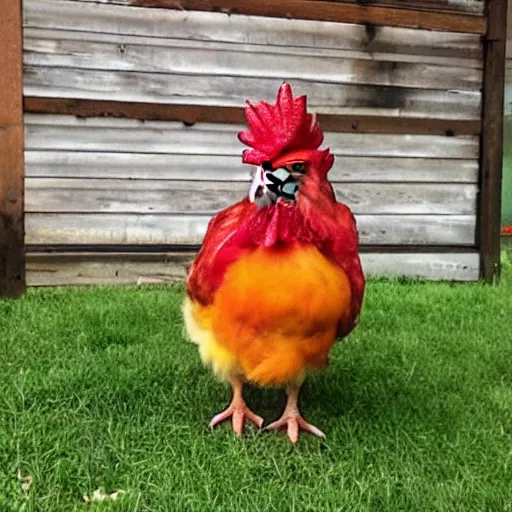 Image similar to photo of a cute chicken dressed as a prisioner