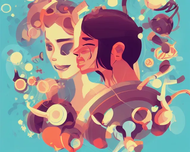 Image similar to the joy of life, a simple vector based illustration, by ross tran