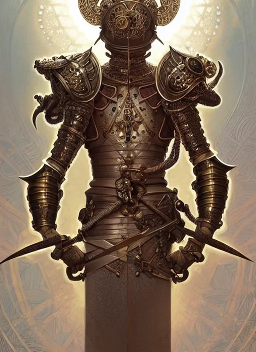 Image similar to symmetry!! portrait of a rat warrior wearing detailed ornate armor and helmet, intricate, elegant, highly detailed, my rendition, digital painting, behance, concept art, smooth, sharp focus, illustration, art by artgerm and greg rutkowski and alphonse mucha and huang guangjian and gil elvgren and sachin teng