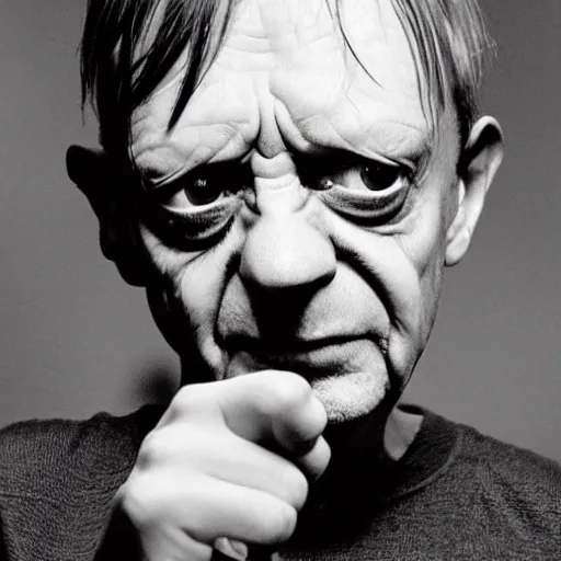 Image similar to mark e smith as gollum with the ring of power