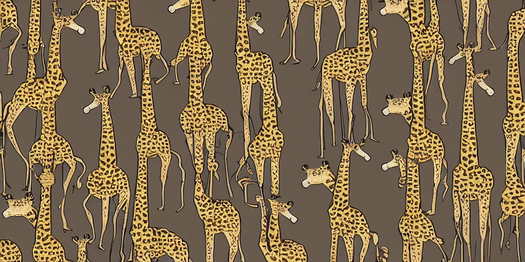 Image similar to giraffe army, illustration, cartoon