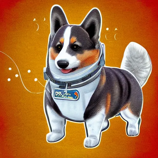 Prompt: a majestic corgi cosmonaut, highly detailed digital art