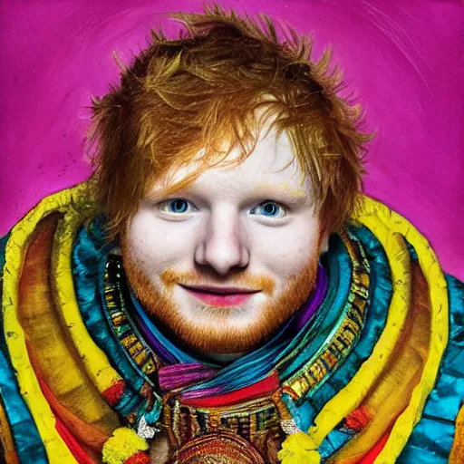 Image similar to Ed Sheeran as a Kathakali dancer, portrait
