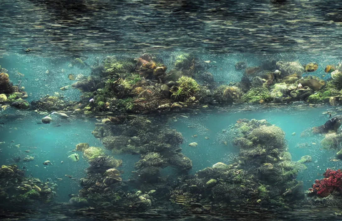 Image similar to glasgow underwater realistic high detail