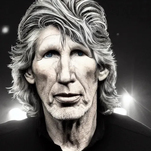 Image similar to Roger Waters from Pink Floyd haunts you in the backroom, creepy, horror, Realistic, Very creepy, Creepypasta, 8K, Realistic, Dynamic Lighting,
