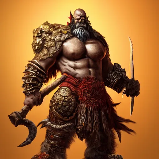 Image similar to a barbarian from diablo 4, au naturel, hyper detailed, digital art, trending in artstation, cinematic lighting, studio quality, smooth render, unreal engine 5 rendered, octane rendered, art style by klimt and nixeu and ian sprigger and wlop and krenz cushart intricate artwork by Tooth Wu and wlop and beeple. octane render, trending on artstation, greg rutkowski very coherent symmetrical artwork. cinematic, hyper realism, high detail, octane render