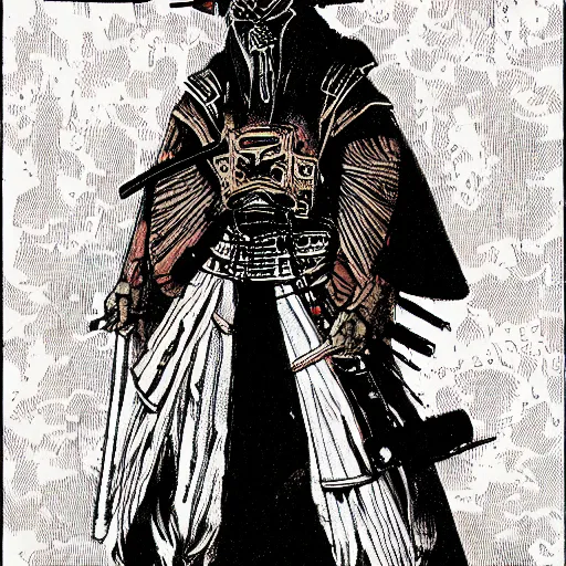 Image similar to mephisto ( 1 8 9 5 ) in cyberpunk samurai style