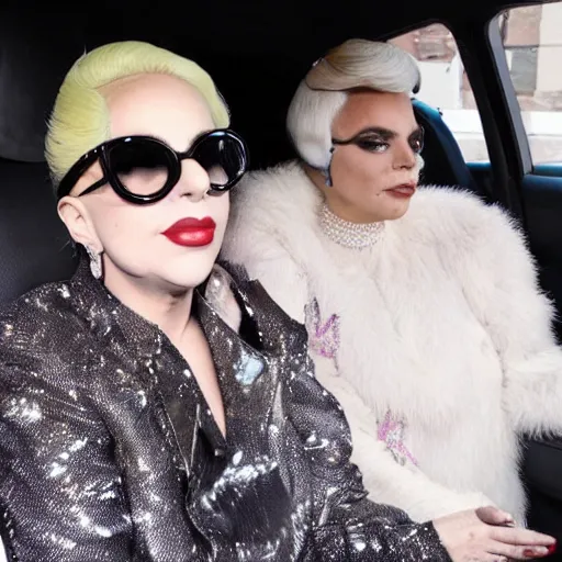 Image similar to lady gaga and judy garland carpool karaoke