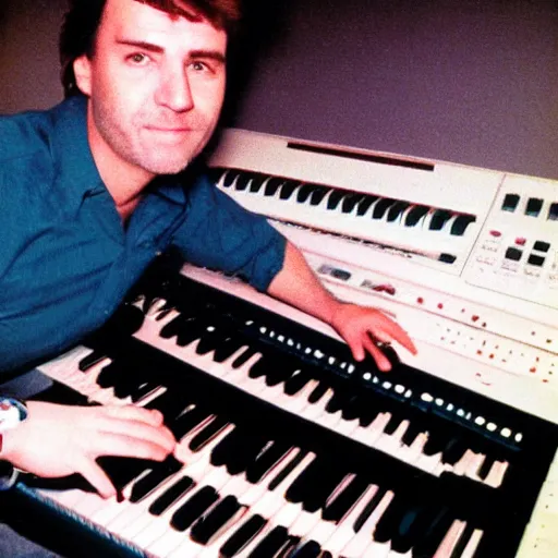 Image similar to Richard D James on the synth in from 1988