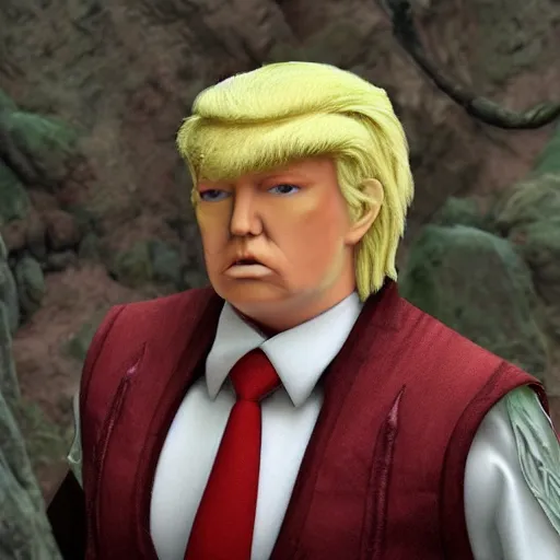 Prompt: a fantasy middle earth elf that looks like donald trump, realistic
