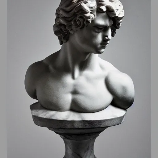 Prompt: Cole Sprouse as a baroque marble statue