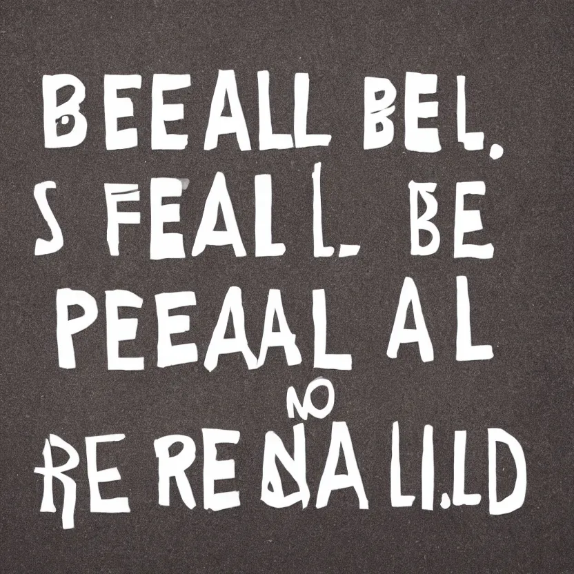 Image similar to bereal, be real, app, real. be yourself. motivational. [ the words be real ]. text. poem. cool