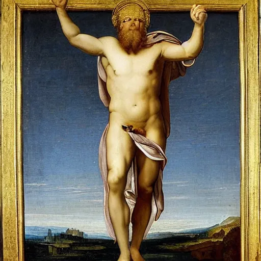 Image similar to Renaissance masterpiece of Zeus