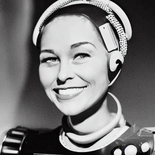 Prompt: kodak film portrait of the first lady robot, hd image