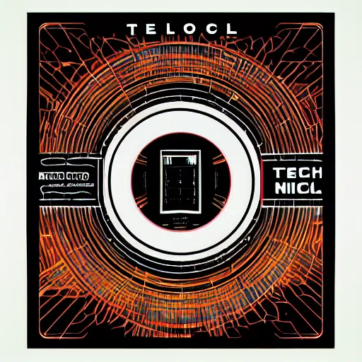 Prompt: techno album cover designed by david rudnick