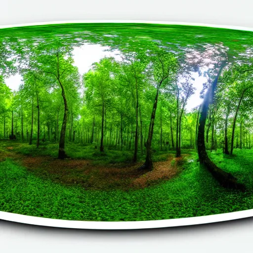 Image similar to 360 degree photo of a lush forest in France, 8k, award-winning