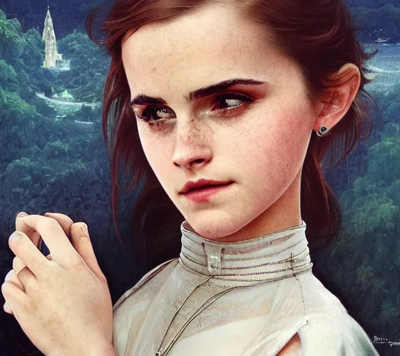 Image similar to photography of a pope kissing emma watson, she has hands - up and hairy armpits, deep focus, intricate, elegant, highly detailed, digital painting, artstation, concept art, matte, sharp focus, illustration, art by artgerm and greg rutkowski and alphonse mucha and gil elvgren