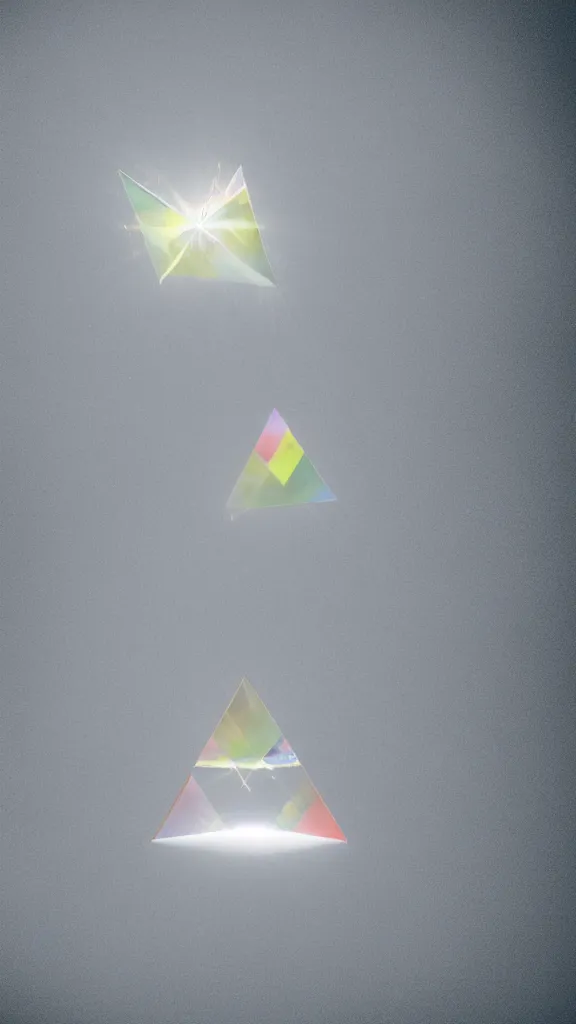 Image similar to a surreal photo of a esoteric prism floating above the ground