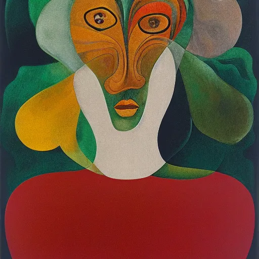 Image similar to floral face portrait by leonetto cappiello and wojciech siudmak and ernst fuchs, anni albers, oil on canvas