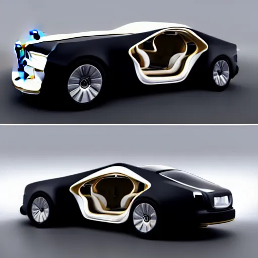 Image similar to khyzyl saleem car :: Rolls-Royce 103EX concept : medium size: 7, u, x, y, o form panels: motherboard forms zaha hadid architecture big size forms brutalist medium size forms sci-fi futuristic setting ultra realistic photography, keyshot render, octane render, unreal engine 5 render , high oiled liquid glossy specularity reflections, ultra detailed, 4k, 8k, 16k blade runner 2049 color colors Cyberpunk 2077, ghost in the shell, thor 2 marvel film, cinematic, high contrast: tilt shift: sharp focus