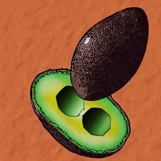 Image similar to avocado being stolen, parietal art style, cave painting, inside a cavern