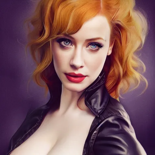 Prompt: photo of a gorgeous christina hendricks / amber heard hybrid in the style of stefan kostic, realistic, professionally, professionally color graded, half body shot, leather body suit, sharp focus, 8 k high definition, insanely detailed, intricate, elegant, art by stanley lau and artgerm