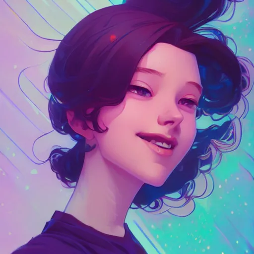 Image similar to gazing into the gorgeous face of infinity, laughing, ambient lighting, 4 k, lois van baarle, ilya kuvshinov, rossdraws, alphonse mucha, jung gi kim, artstation