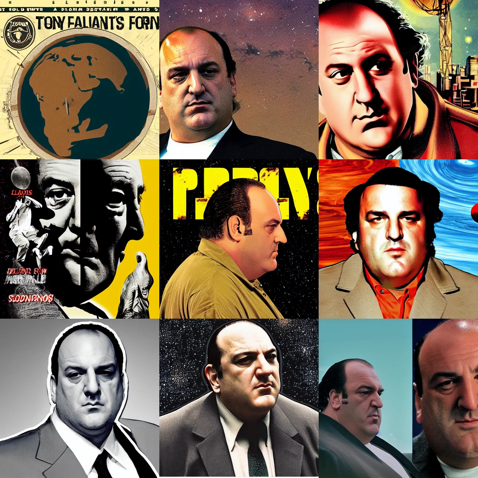 Prompt: tony soprano's depicted as a planet